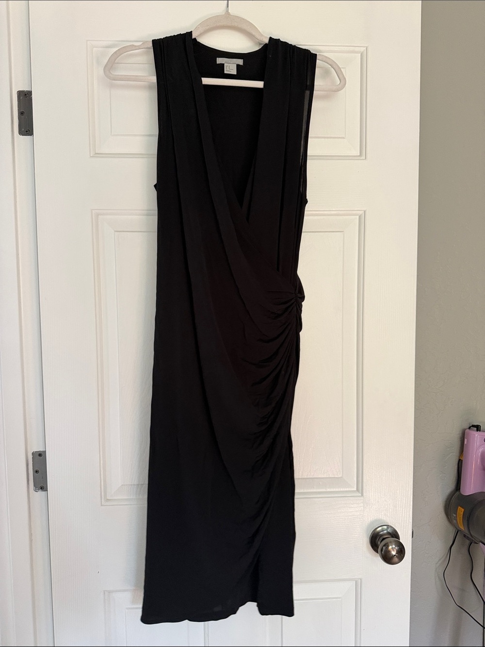 H&M Black Sleeveless Draped Wrap-Style Dress